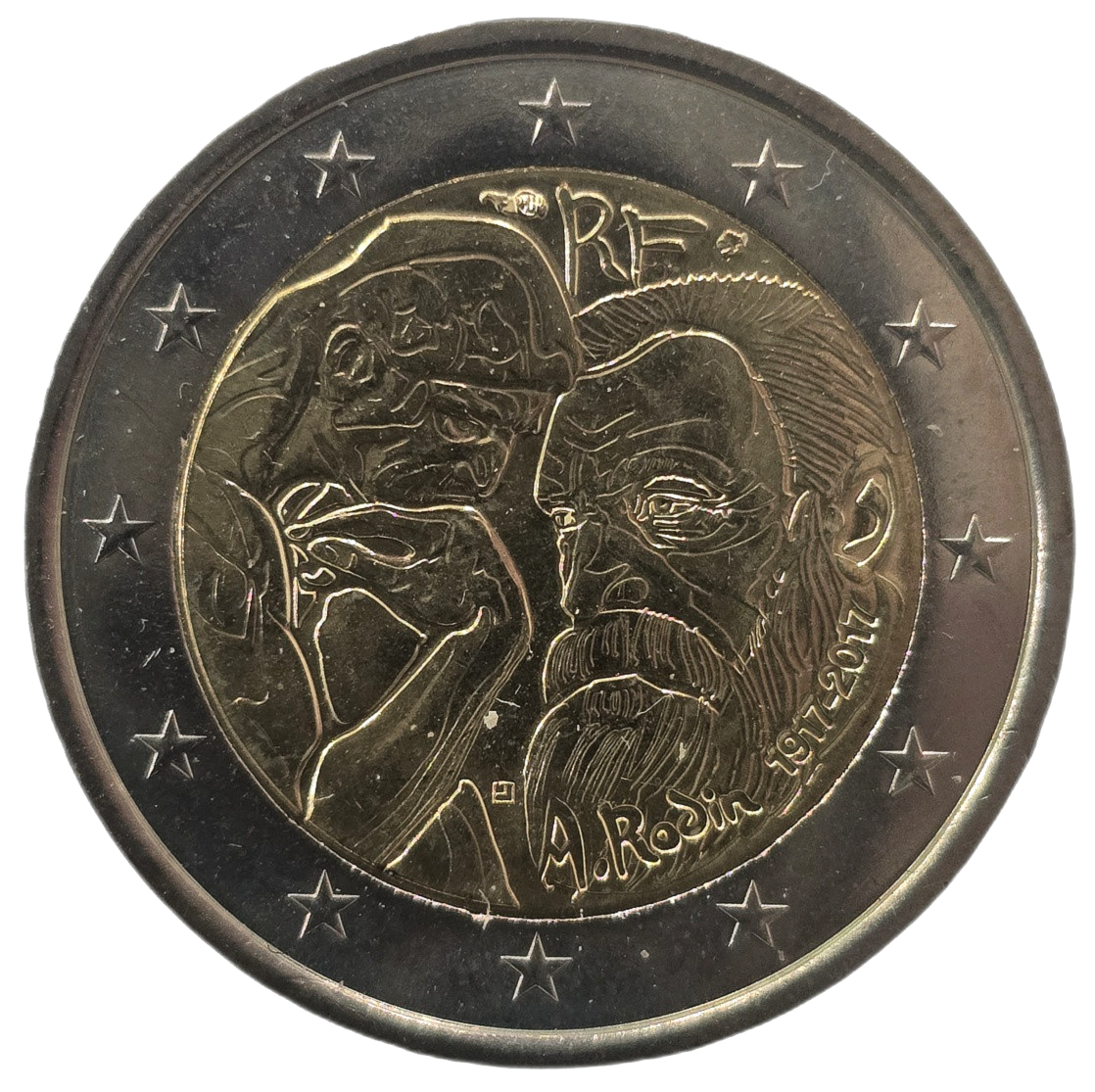 2 euros conmemorativa Centenario de la Muerte de Auguste Rodin Año 2017